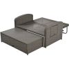 PE Wicker Rattan Double Chaise Lounge; 2-Person Reclining Sunbed with 3-Height Adjustable Back; Free Furniture Protection Cover