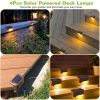 4Pcs Solar Powered LED Step Lights Outdoor IP55 Waterproof Dusk To Dawn Sensor Fence Lamps