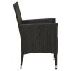 7 Piece Patio Dining Set with Cushions Poly Rattan Black